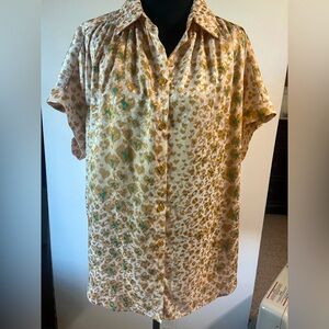 JODIFL Abstract Floral Blouse in Gold and Green